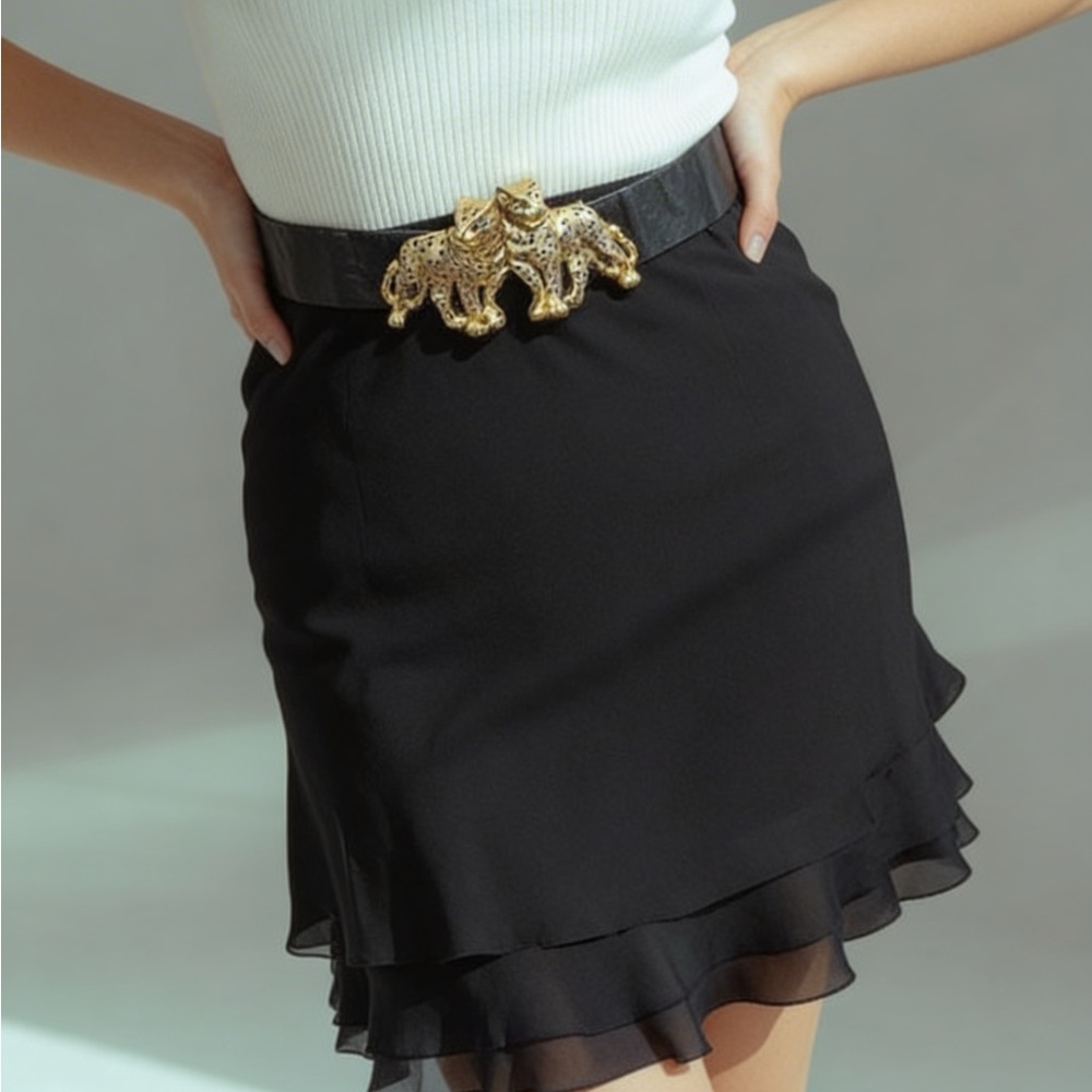 NWT MSK Clothing, Ltd.‎ tiered ruffle black skirt - L